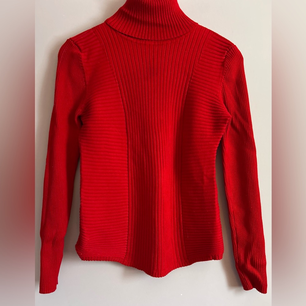 INC International Concepts Ribbed Mock Neck Red Sweater Size Large